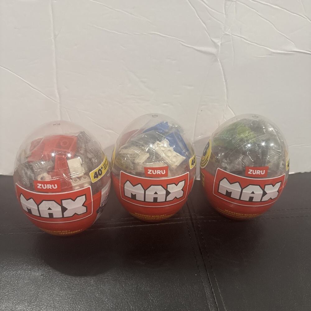 Lot of 3 ZURU MAX Build More Mystery Eggs 40+ Pieces New Sealed
